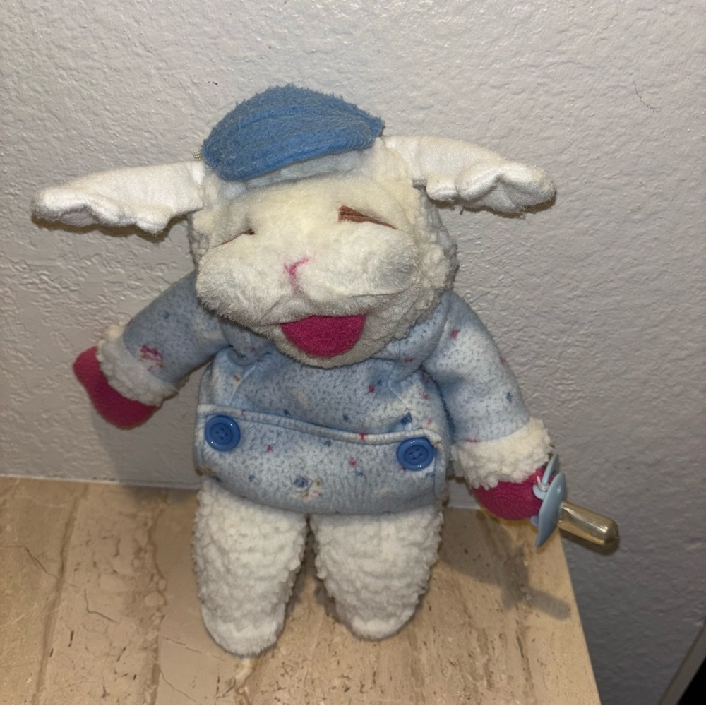 Baby Lamb Chop Puppet Overalls Pajamas Hat Plush Stuffed Animal-Target Vtg. 1990